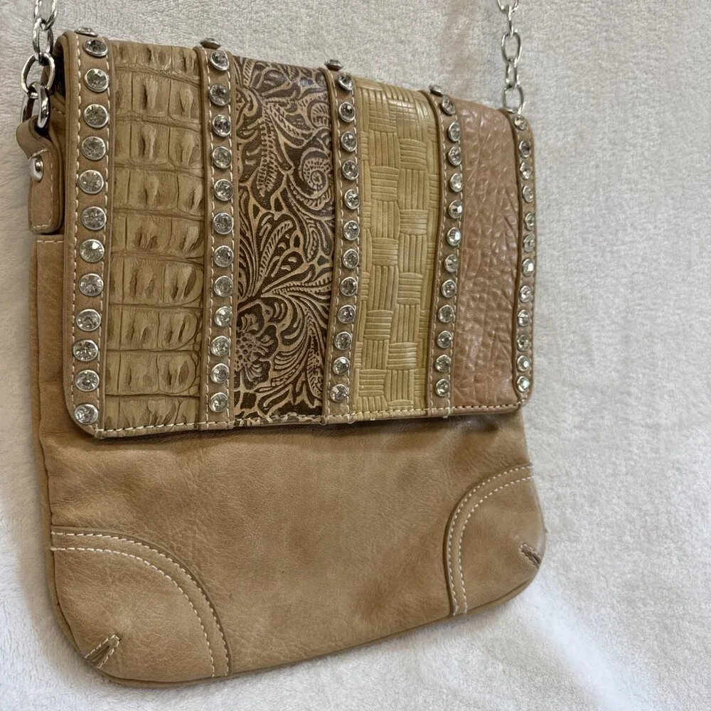 Silverake Elegant Silver Rhinestone Multi Pattern‎ Crossbody Purse Adjustable
